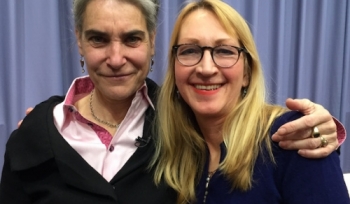 Sarah Chayes (left) with Professor of Political Science Frances Rosenbluth